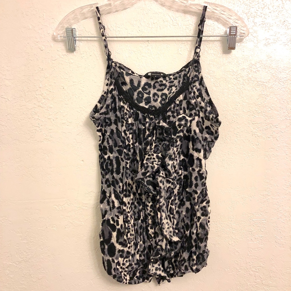Papertee Medium Leopard Print Ruffled Tank Top - Picture 2 of 2